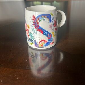 Anthropologie Starla M. Hoffmann initial “S” floral mug